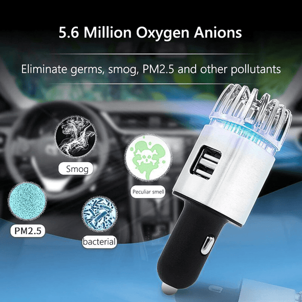 Car Air Purifier Ionizer - Anti-Microbial Car Deodorizer - Raycoo