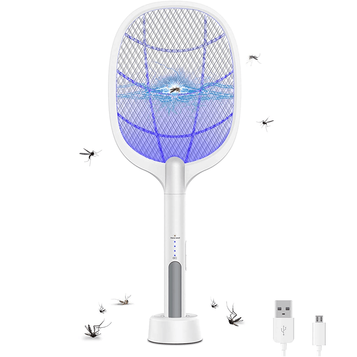 Electric Fly Swatter - Bug Zapper Racket with Light