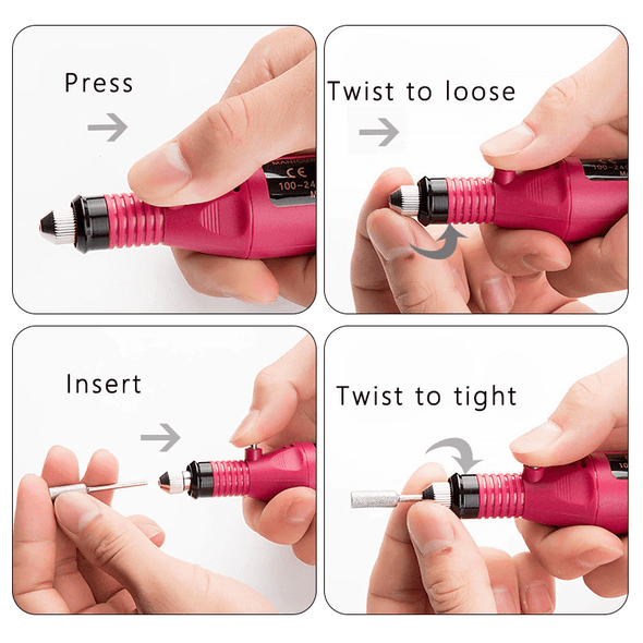 Portable Electric Nail Drill & File Set - Manicure & Pedicure Machine Kit - Raycoo