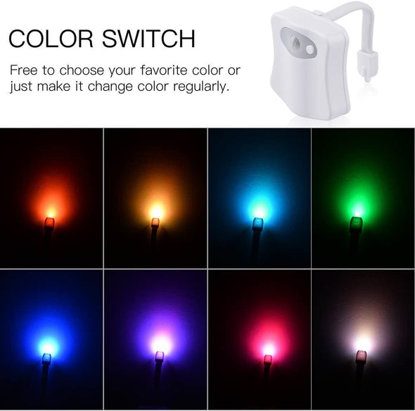 Bathrom Toilet Night Light with Motion Sensor LED 8 Colors Changing