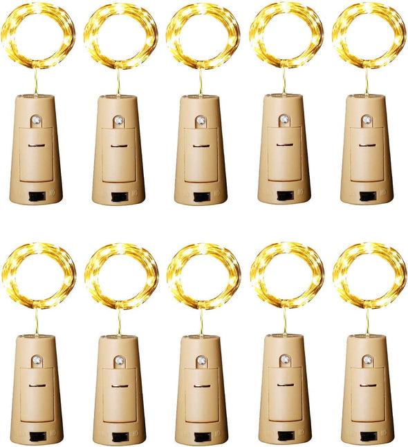 10 PCS Wine Bottle Lights with Cork | 20 LED Battery Cork