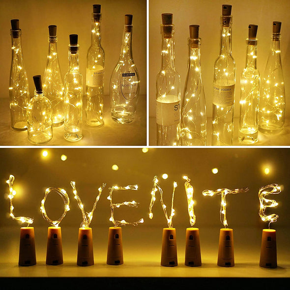 10 PCS Wine Bottle Lights with Cork | 20 LED Battery Cork