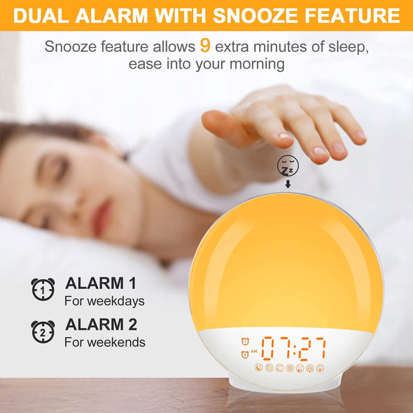 Sunrise Alarm Clock - Wake up Light Alarm Clock for Heavy Sleepers - Raycoo