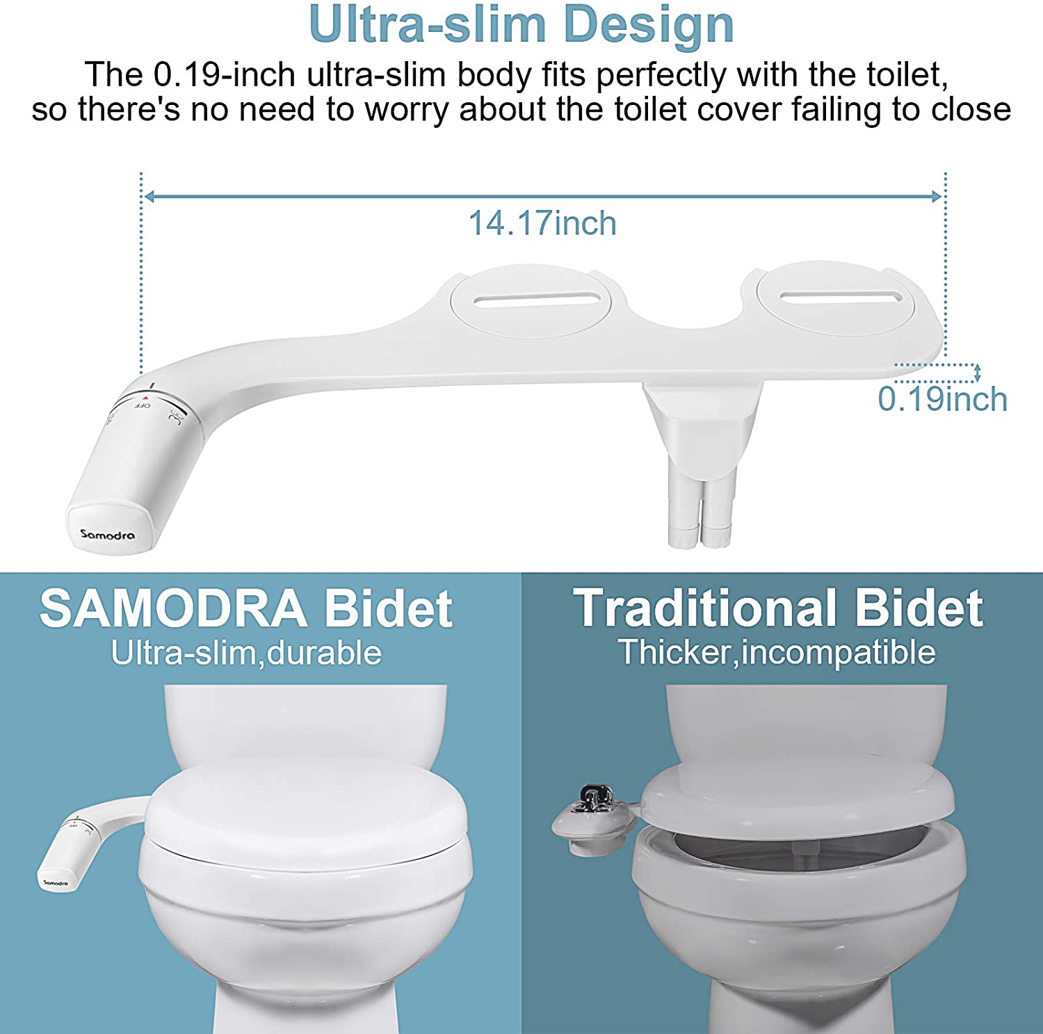 Toilet Bidet Sprayer - Clear Rear Bidet Attachment